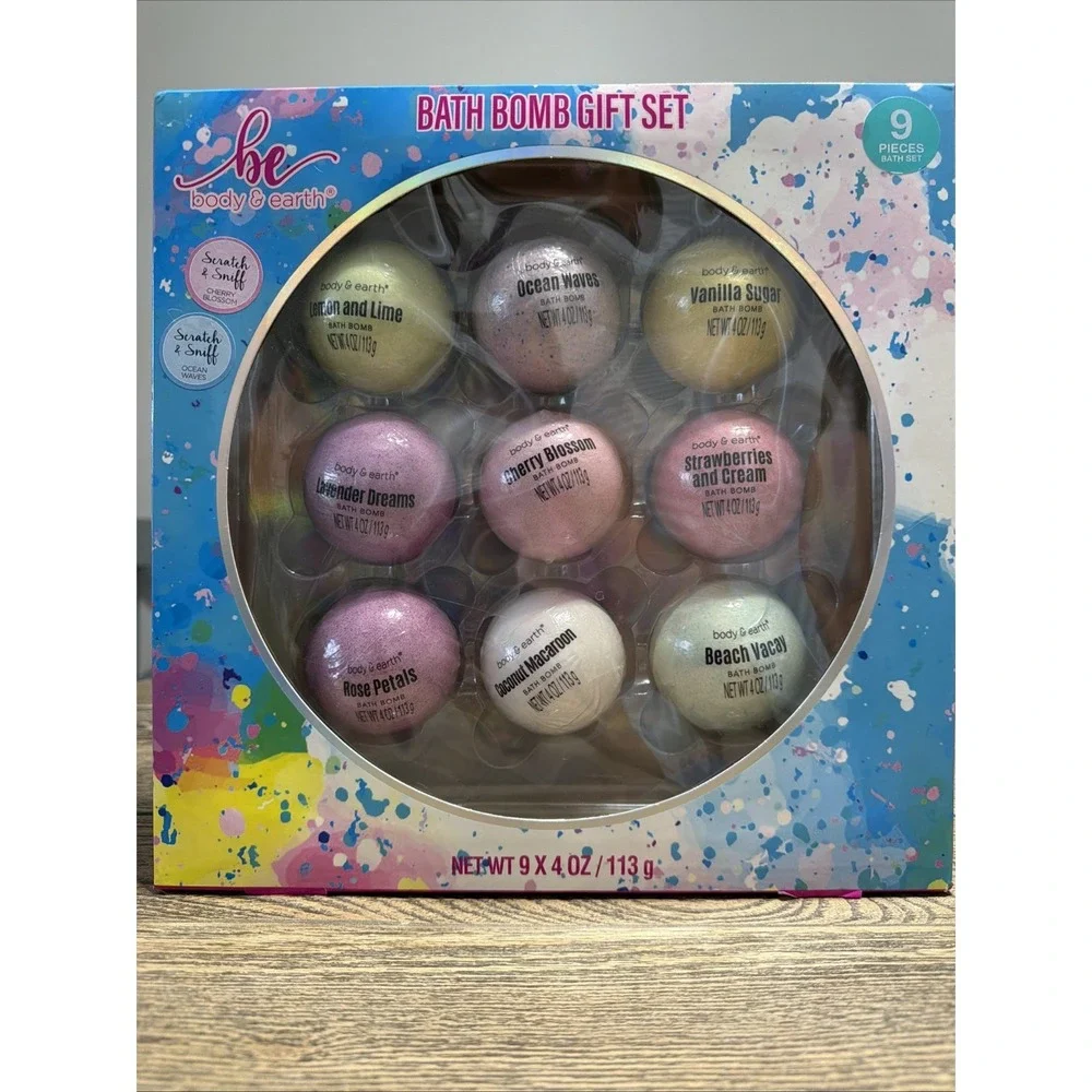 Bath Bombs Gift Set Body and Earth 9 Count 4oz each NEW Body‎ & Earth